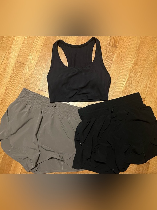 all in motion Pants - all in motion Black Ribbed Racerback Bra Top (MED) and Shorts (S) Set of (3)